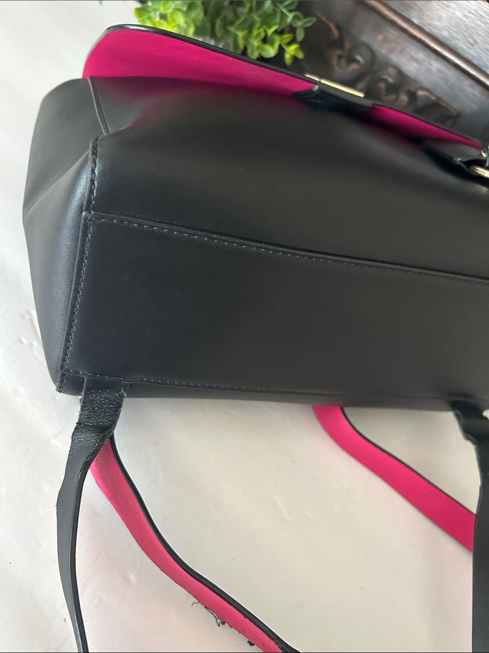 kate spade Black Leather Backpack with Pink Strap Accents - Picture 14 of 17
